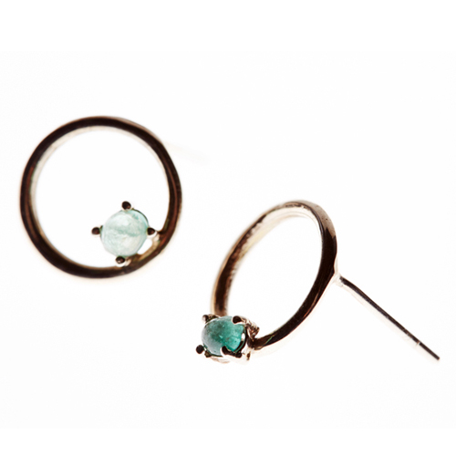 Circle emerald earring