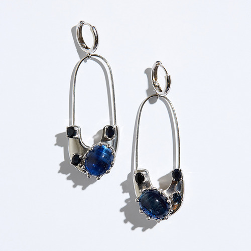 Twoway pin earring (kyanite &amp; sapphire)