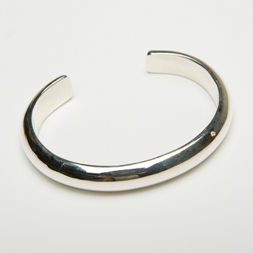 Wide simple silver bangle