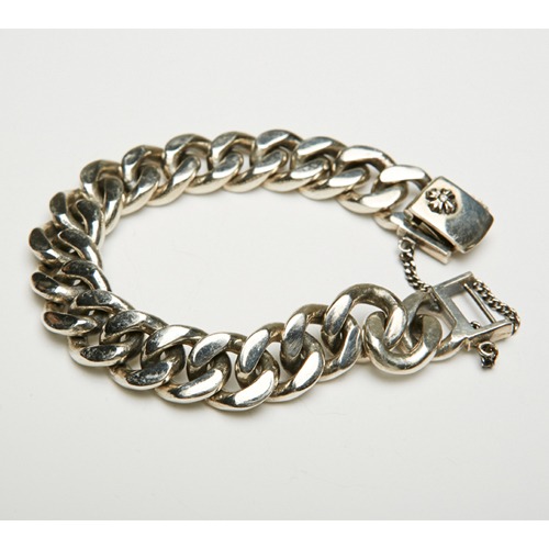 Wide silver chain bracelet