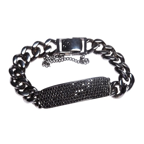 Bar chain bracelet pave setting(black)