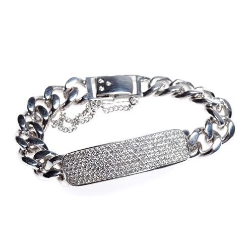 Bar chain bracelet pave setting(white)